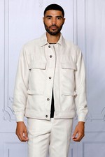 NWT SIZE M, CASUAL TAN 2PC JACKET PANTS SET LIGHTWEIGHT BUTTON DOWN