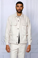 NWT SIZE L, CASUAL TAN 2PC JACKET & PANTS SET LIGHTWEIGHT BUTTON DOWN