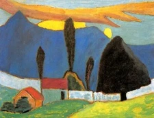 GABRIELE MÜNTER : Landscape with White Wall : 1910 : Archival Quality Art Print
