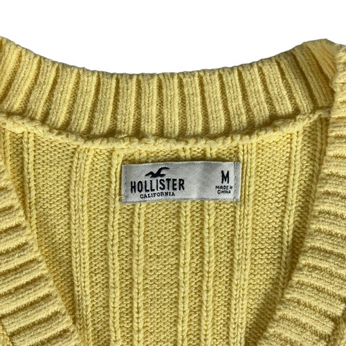 Suéter Hollister Mujer M Amarillo Recortado Tejido Cárdigan Botón Frontal con Corbata - Imagen 8 de 13