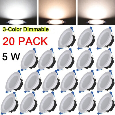 4/10/20pc 5W 3-color Dimmable Downlight LED Recessed Spotlight 85~265V US