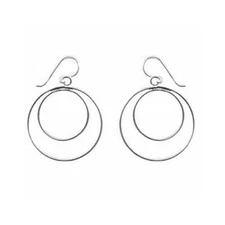 925 Silver Double Open Circle Earrings