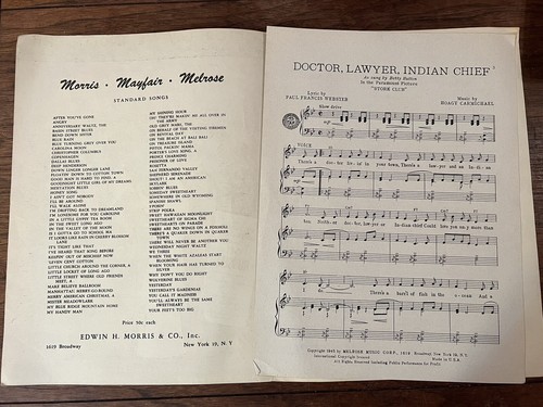 Sheet Music, Doctor, Lawyer, Indian, Chief, Paul Francis Webster & Hoagy Carmich - Picture 4 of 6