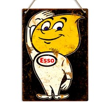 Esso Oil Drop Man 1960s Retro Vintage Metal Tin Sign Plaque Man Cave Shed Garage