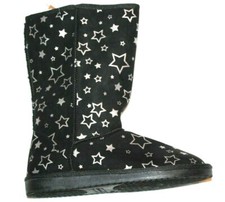 Airwalk Youth Toddler Girls' Emma Stars Faux Suede Black Cozy Winter Boots