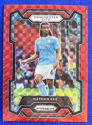 Nathan Ake 2023-24 Panini Prizm Premier League RED MOSAIC #10 MANCHESTER CITY