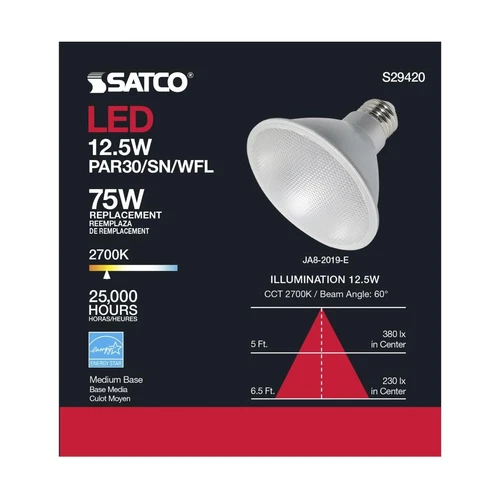 SATCO S29420 - 12.5 Watt PAR30SN Dimmable LED Light Bulb - 2700K (6 or 12 Pack) - Picture 2 of 8