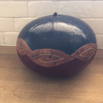 Hand Painted Lidded Gourd Native American Aztec 7 