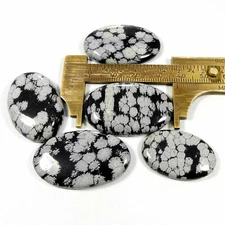 Natural Black Snow Flake Obsidian Cabochon Wholesale 5 Pcs Lot Gemstone SF-47