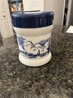 Vintage White Milk Glass * Blue Delft Humidor Canister * Dutch Windmill Scene *