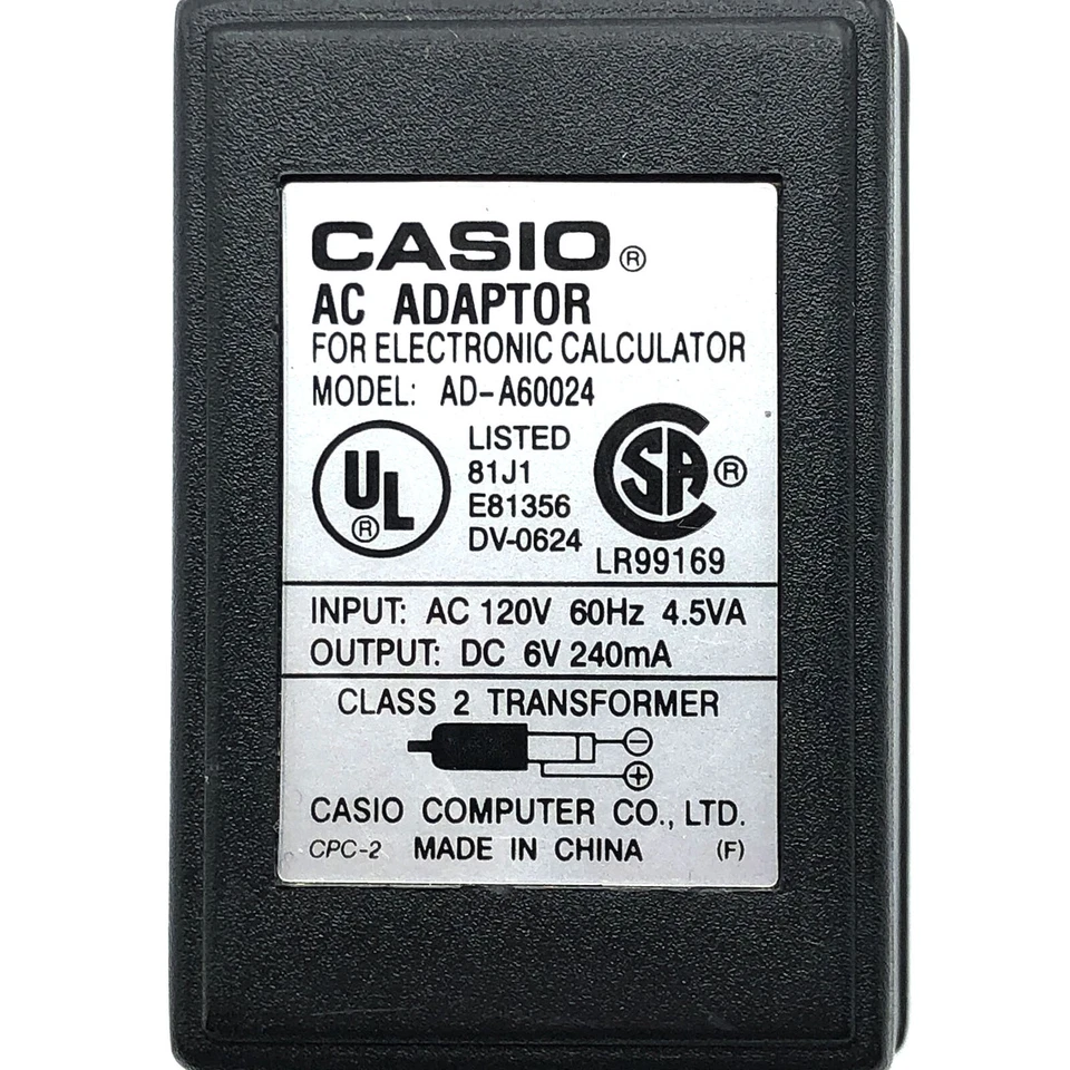 NEW Genuine Casio AD0A60024 AC Adapter For Electronic Calculator 120 Volts 60Hz - Image 2 of 4
