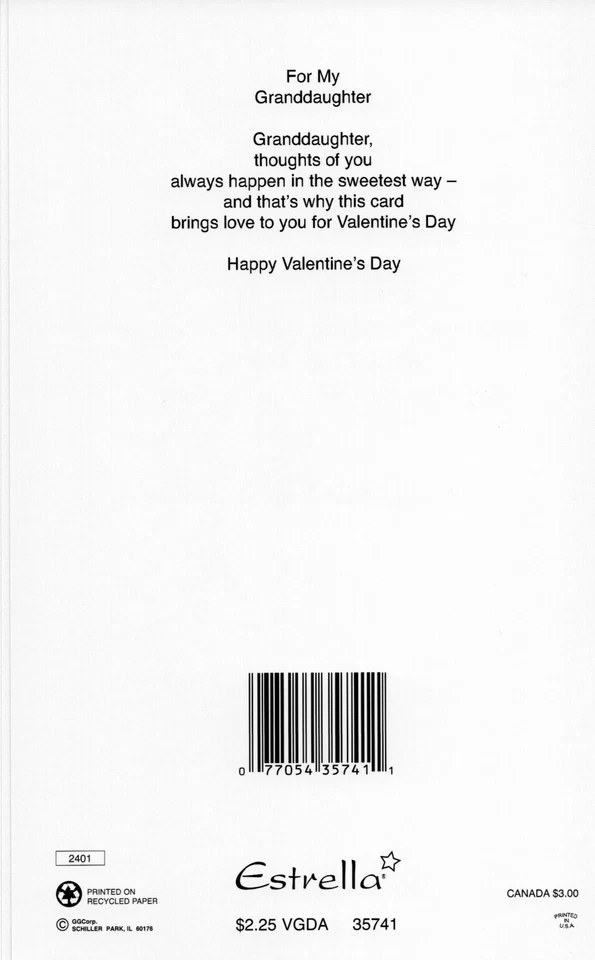 漂亮的 Valentine'S DAY DÍA DE SAN VALETIN 卡 适用于 GRANDDAUGHTER NIETA 作者 Estrella — 第 3/4 张图片