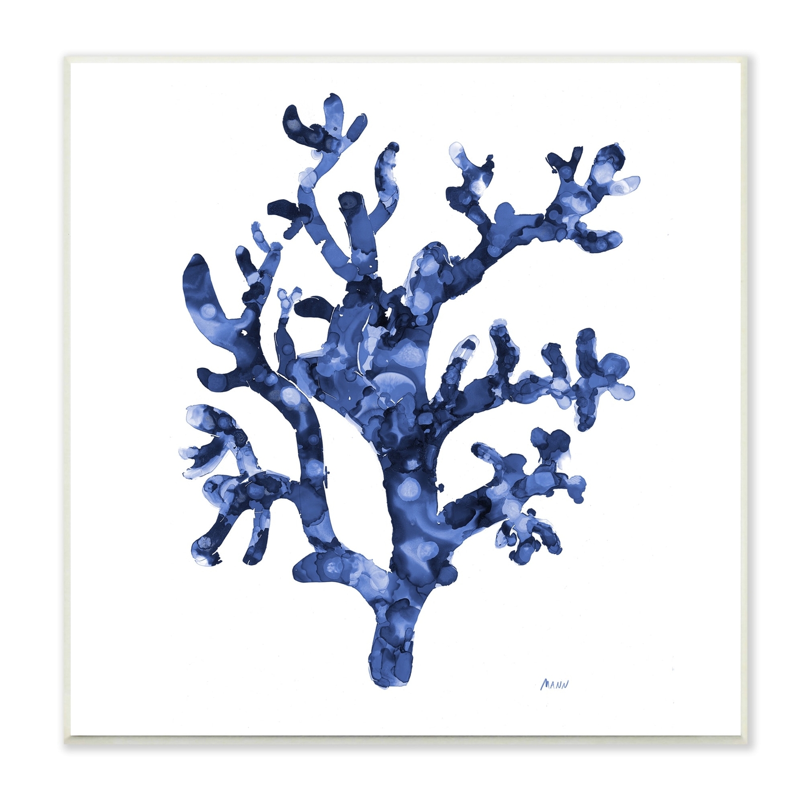 Stupell Ocean Coral Plant Sea Life Blue Pattern Wood Wall