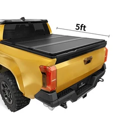 5 ft Truck Bed Tonneau Cover Hard 3-Fold for 2024-2026 Toyota Tacoma w/ Lamp