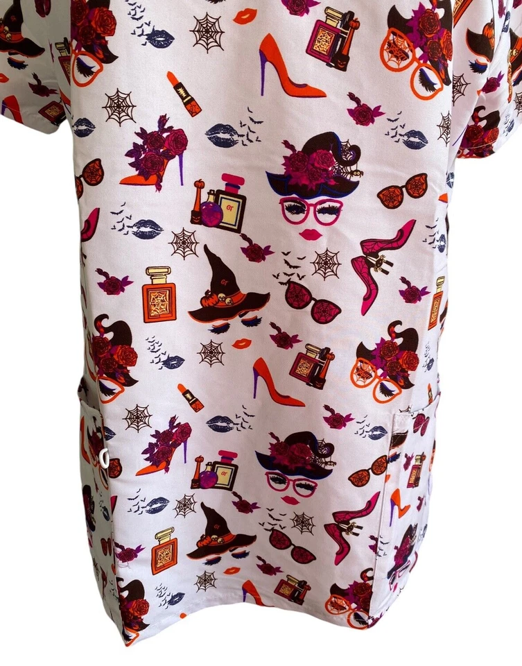 Serene Uniforms Women's Scrubs Top Size 2X- Halloween Witches Hat- NEW - Image 3 of 4