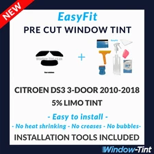 EasyFit Static Pre Cut Tint & Tools For Citroen DS3 3-door 2010-18 5% Limo Rear