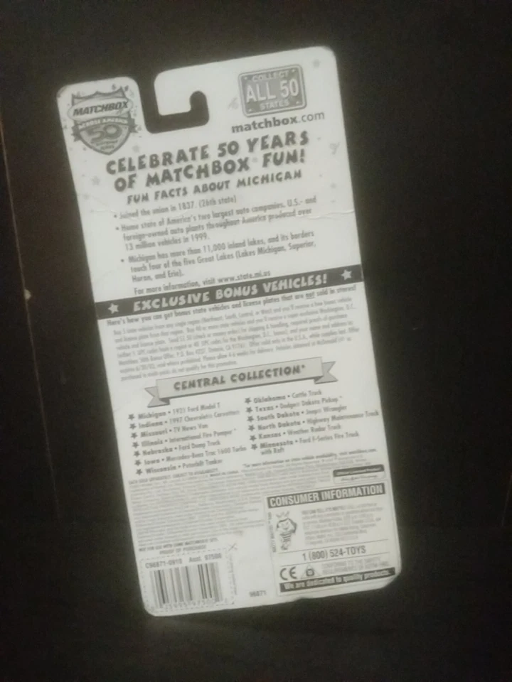 FORD MODELO T MATCHBOX THROUGH AMERICA SERIE 50 CUMPLEAÑOS MICHIGAN 1921 trl8#16 Foto 2 de 2