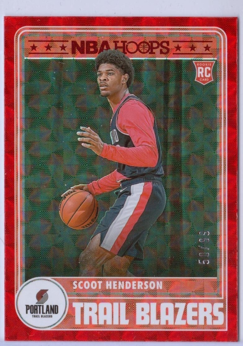 2023-24 NBA Hoops Red Hyper #297 Scoot Henderson RC - 50/99 - Trail Blazers