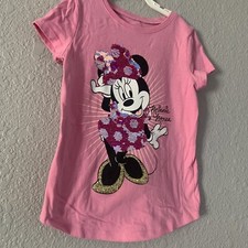 Jumping Beans Disney Flip Sequin Minnie Mouse Pink Top Girls Size 5