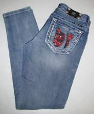 Womens Miss Me Signature Skinny Stretch Jeans. Size 26 Blue. 28" Inseam.