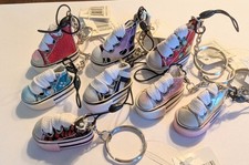 NWT 8 Miniature Canvas Multi Color High Top Sneaker Keyring Bag Charm Keychains