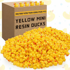 Barydat 1500 Pcs Mini Resin Ducks Yellow Bulk Tiny Duck Decoration for Hide and