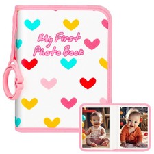 Baby Photo Book Holds 21 4x6 Photos, My First 12x12 inches, "love" Pink
