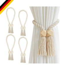 4 Stück Magnetische Vorhang Raffhalter 60 cm Baumwolle Leinen beige