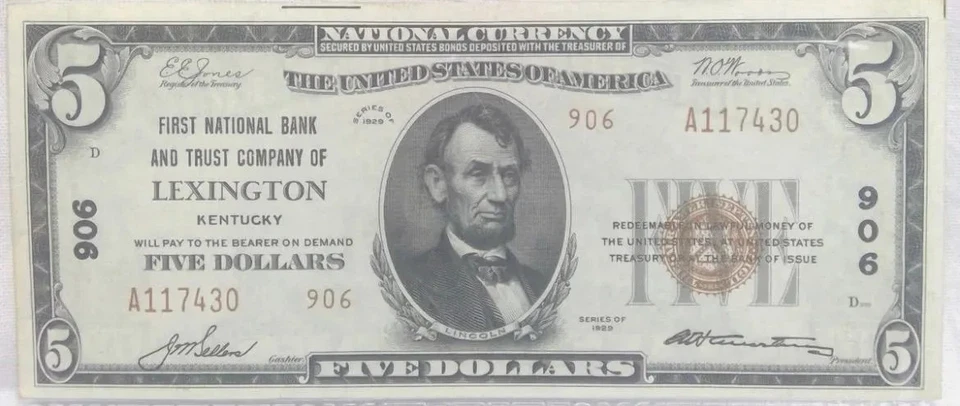 1929 $5 Lexington Kentucky Graded PCGS 63 - Image 2 of 3