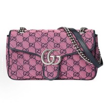 GUCCI Marmont Shoulder Bag GG Canvas pink floral print Almost brand new Auth