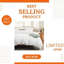 4-Piece King Duvet Cover Set - Pure White Fitted Sheet  Pillow Shams Included