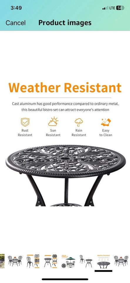 Juego de mesa y sillas de bistró, nuevo en caja Foto 4 de 4