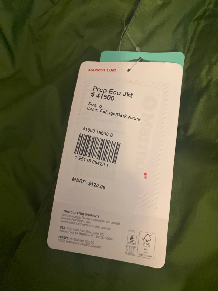 Marmot PreCip Eco Jacket Men's Size S Waterproof Breathable Lightweight - Image 2 of 3