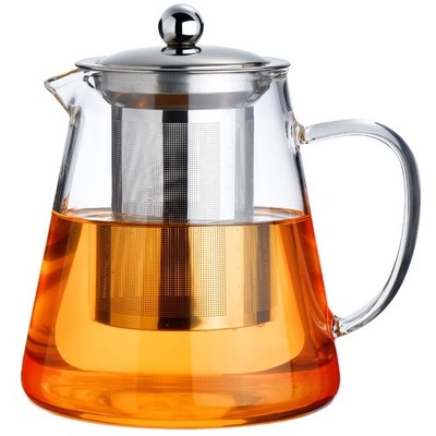 Glass Teapot Stovetop 18.6 OZ, Borosilicate Clear Tea Kettle with Removable 18/8