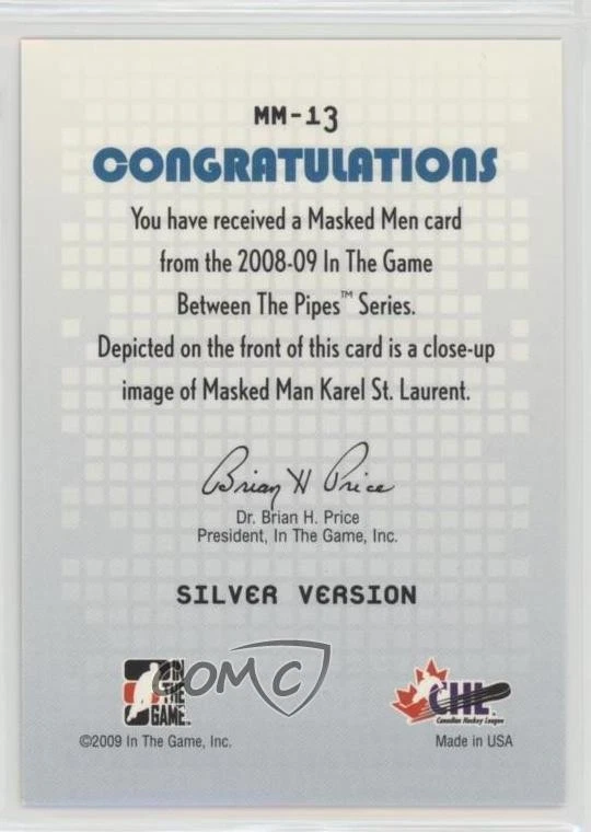 2008-09 ITG Between the Pipes Men Silver Karel St Laurent #MM-13 - Image 2 of 2