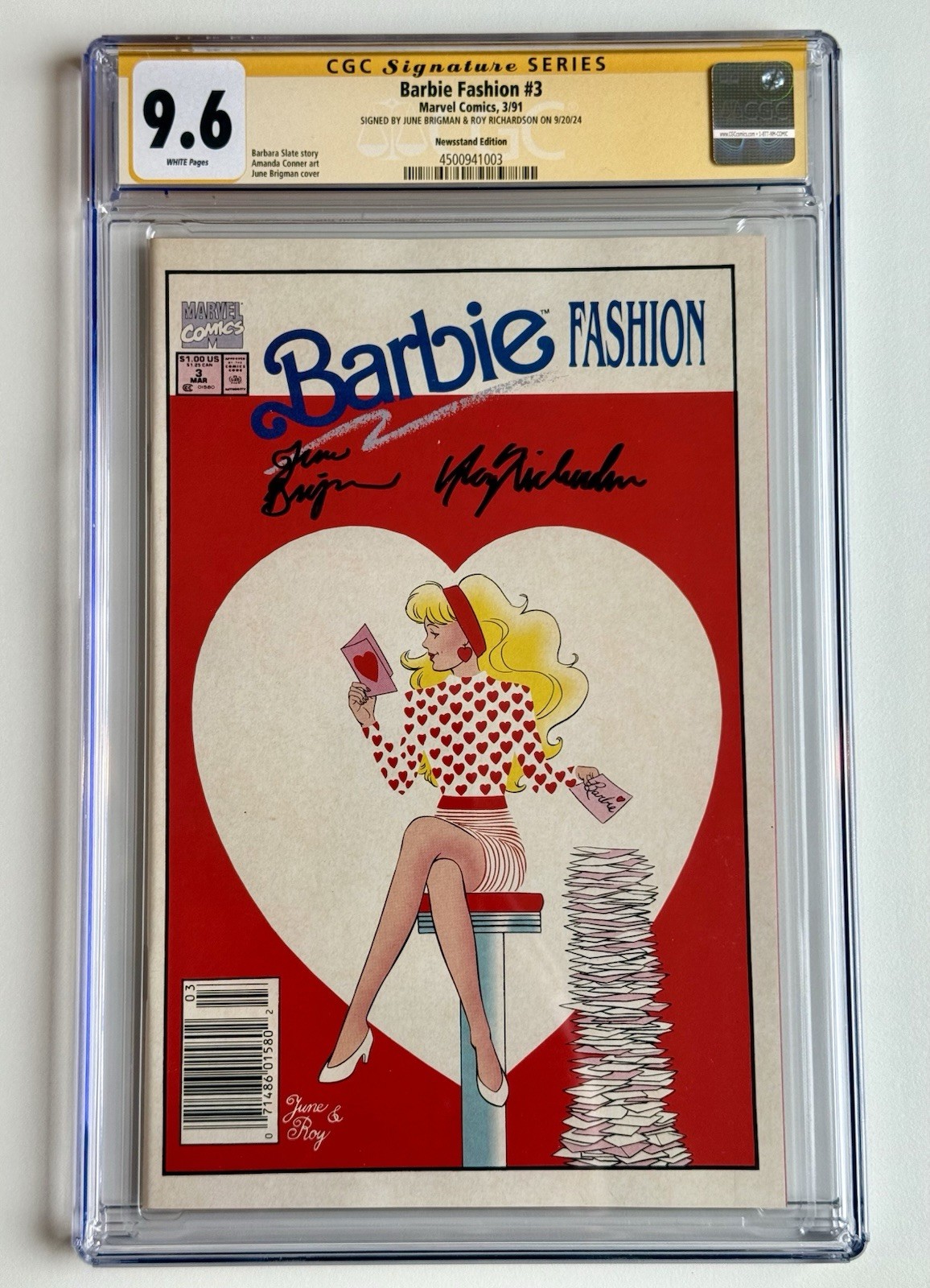 BARBIE FASHION #3 CGC 9.6 DOUBLE SIGNED!! Newsstand * BRIGMAN Richardson SS 2X
