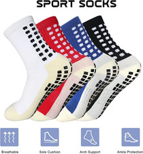 4 Pair Sport Socks Anti Slip W/ Grip Soccer Men Football Basketball Sock Premium