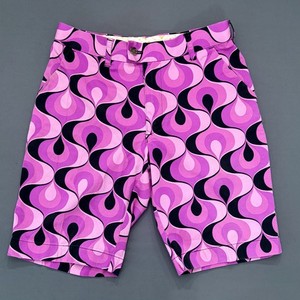 Loudmouth Golf Shorts Mens Pink Black Retro Psychedelic Swirl Print