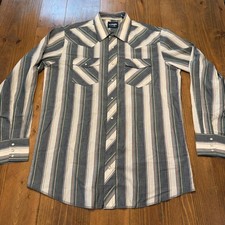 Wrangler Western Shirt LT Tall Man Stripe Pearl Snap Long Sleeve VTG