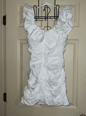 Zara White Full Of Ruffles Short Dress Beautiful Graduation/Bridal Size Medium