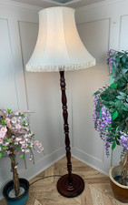 VINTAGE VICTORIAN STYLE MAHOGANY WOODEN STANDARD FLOOR LAMP 55" H SHADE NOT INC.