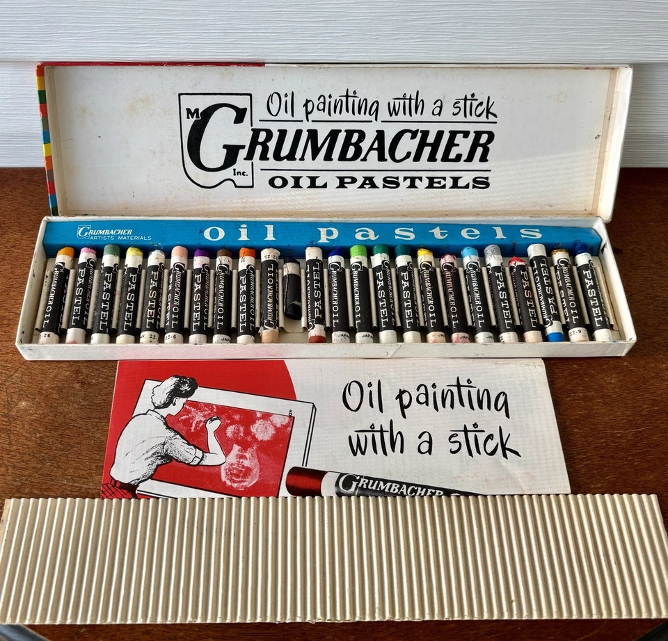 Juego de 24 pasteles al óleo Grumbacher vintage, tamaño artista, color brillante, Japón Foto 3 de 4