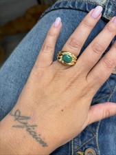 VAN CLEEF & ARPELS Paris 18k Yellow Gold & Malachite Cocktail Ring 1980s Vintage