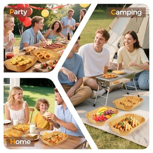 400 Pcs Disposable Air Fryer Liners, 8x5.5 Inch Parchment Sheets, Non-Stick Baki - Afbeelding 6 van 8