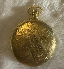 Vintage Max Factor Powder Compact English Garden Pocketwatch Case Makeup Mirror