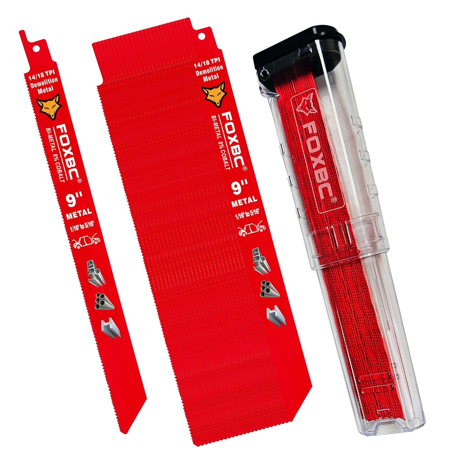 FOXBC 9-Inch 14/18 TPI Reciprocating Saw Blades for Auto Demolition and Metal Cutting