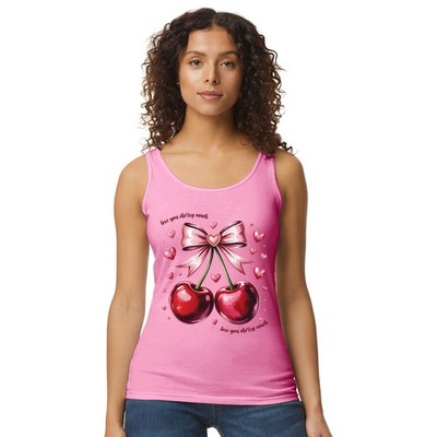 Love You Cherry Much Damen Trägershirt Tank Top süß Obst Romantik Geschenk für Sie
