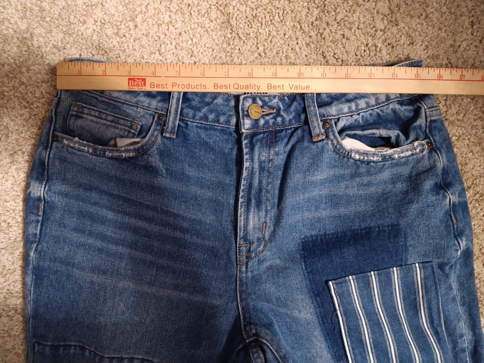 Mica LA Distressed Patchwork Cropped Tapered Jean… - image 9