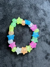 Glow In The Dark Star Rainbow Bracelet Hand Made And Out Of Beads