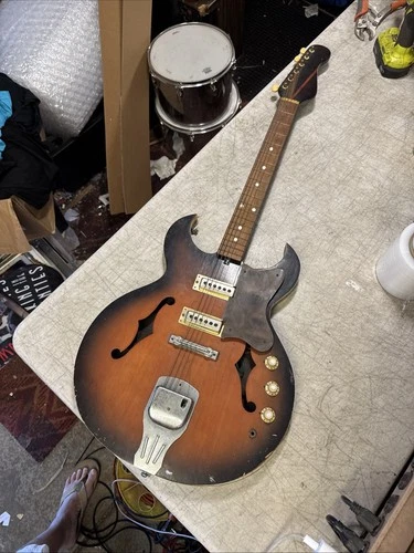 Early 1960s Teisco Japan Electric Thinline Guitar Project / Luthier Build Rare
